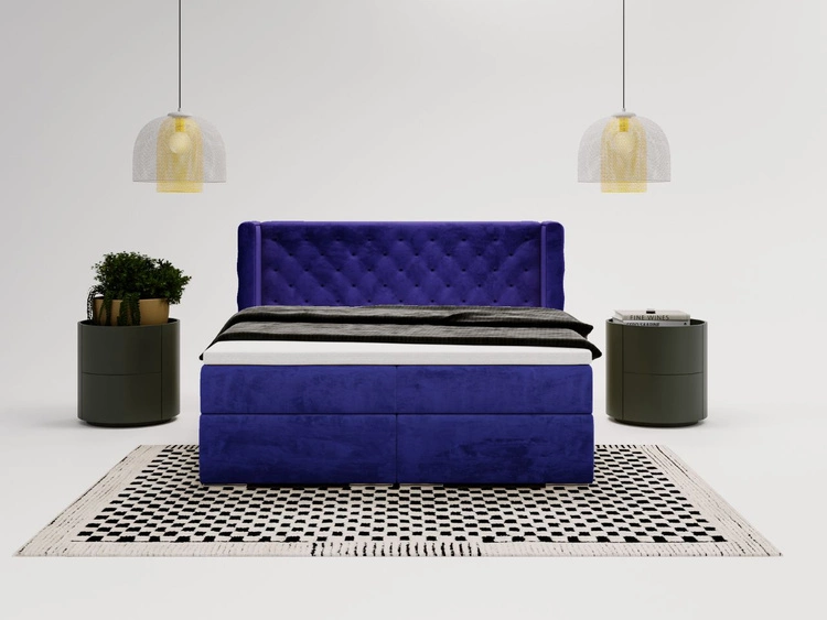 Boxspringbett mit Bettkasten 160x200 Lion Dunkelblau