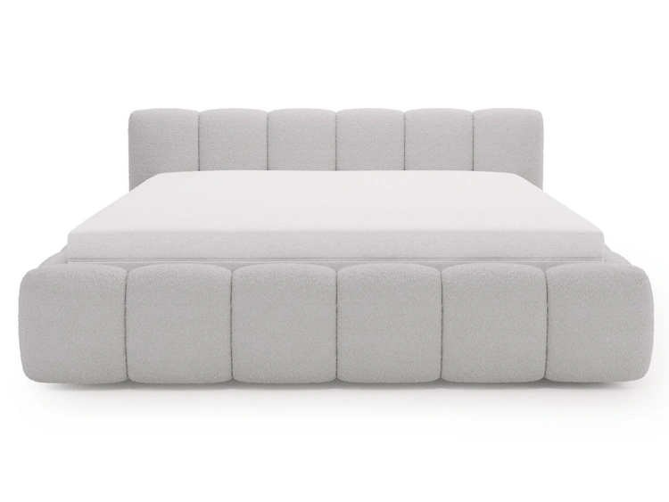 Polsterbett mit Bettkasten und Lattenrost 180x200 Cloud Low Bouclé-Stoff Grau