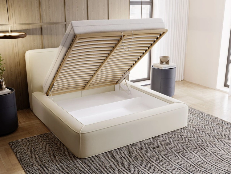 Polsterbett mit Bettkasten und Lattenrost 160x200 Amaro Beige
