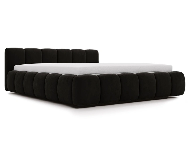 Polsterbett mit Bettkasten und Lattenrost 120x200 Cloud Low Schwarz