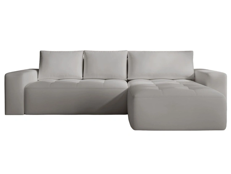 Ecksofa L-Form Rechts mit Schlaffunktion und Bettkasten Portland Hellgrau