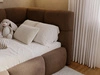 Gepolstertes Jugend-Einzelbett mit Bettkasten und Holzrost 90x200 Modo One Links Braun