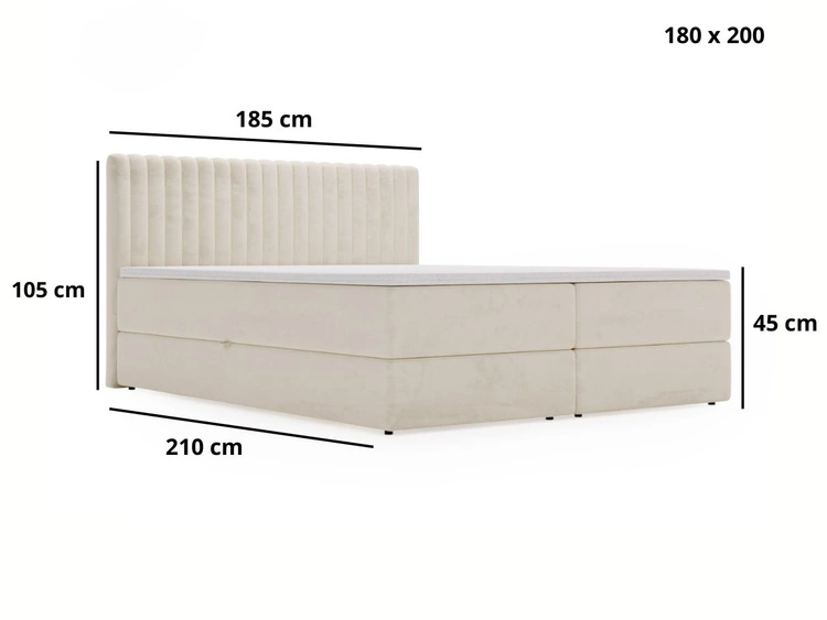 Boxspringbett mit Bettkasten 180x200 Marbella Hellgrau