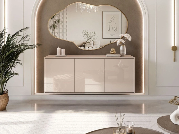 Dreitürige Wandkommode 154 cm im Glamour-Stil – Vivance, Kaschmir Hochglanz