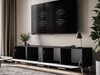 TV-Lowboard mit Türen und LED-Beleuchtung auf Silbernen Metallbeinen 200 cm Noaé Schwarz Hochglanz