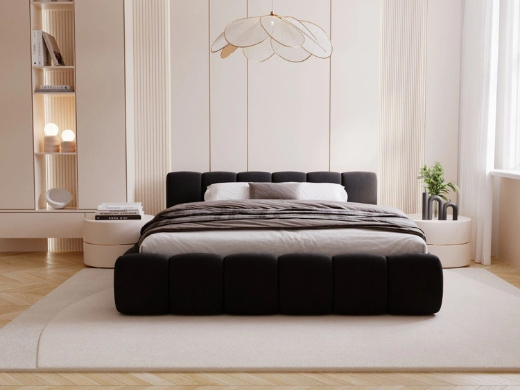 Polsterbett mit Bettkasten und Lattenrost 120x200 Cloud Low Schwarz