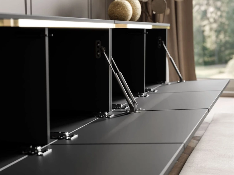 TV-Schrank zum Hängen im Glamour-Stil mit LED-Beleuchtung Celle Schwarz Matt