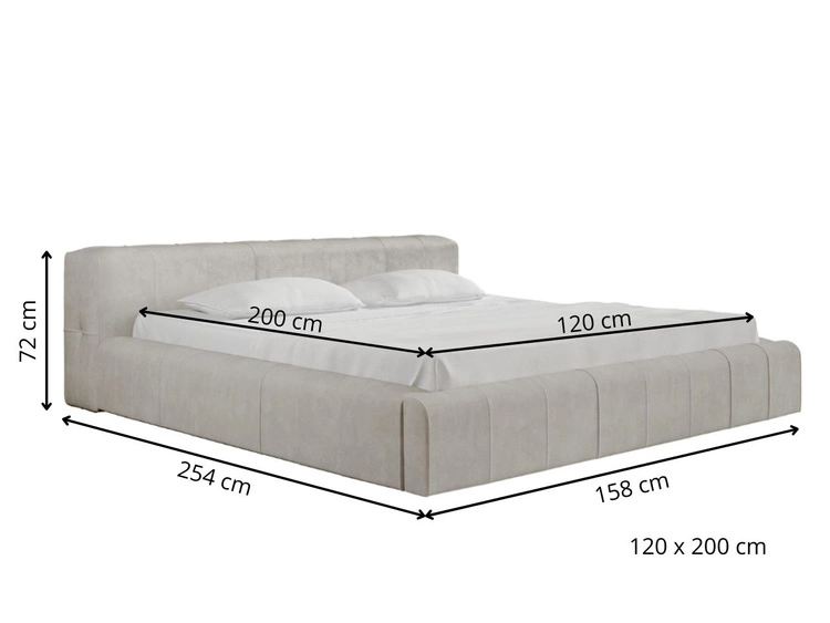 Polsterbett mit Bettkasten und Lattenrost 120x200 Lipari Dunkelgrau