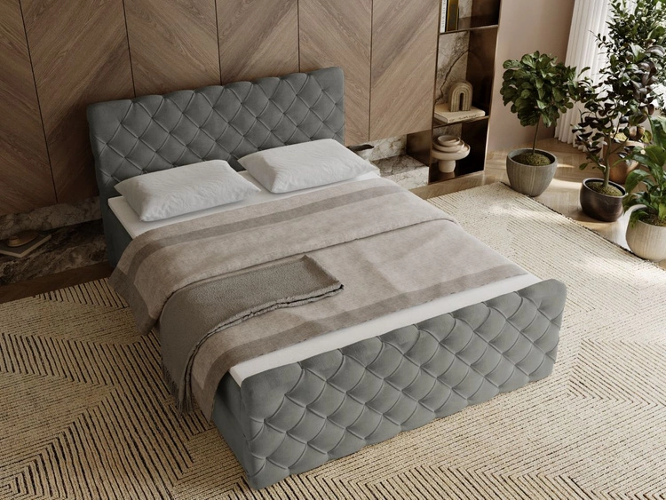 Boxspringbett mit Bettkasten 120x200 Lunaris Grau