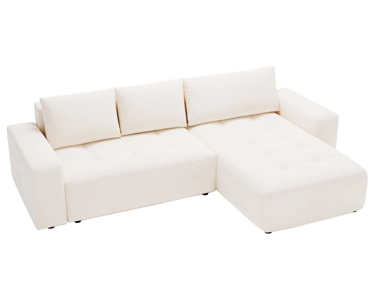 Ecksofa L-Form Rechts mit Schlaffunktion und Bettkasten Portland Creme