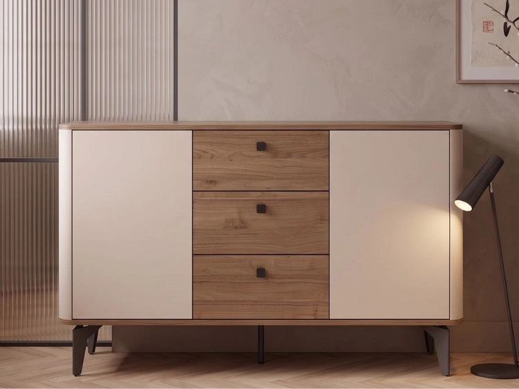 Kommode mit Türen und Schubladen, 140 cm, Arelis Kaschmir, Royal Nussbaum