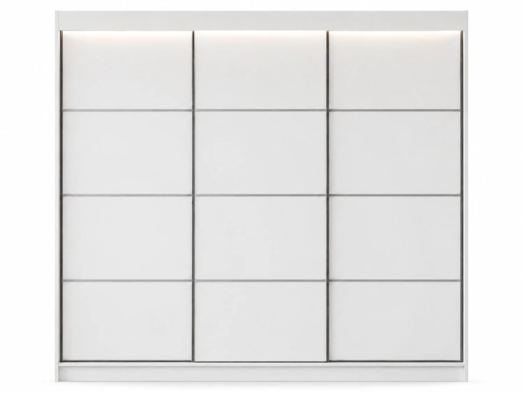 Schiebetürenschrank mit Sprossen 250 cm mit LED-Beleuchtung Ponti Weiß