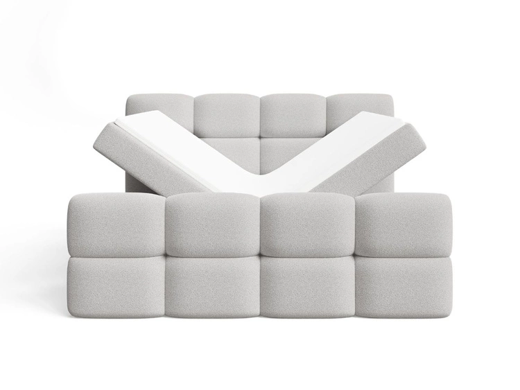 Boxspringbett mit Bettkasten 180x200 Rivon Hellgrau