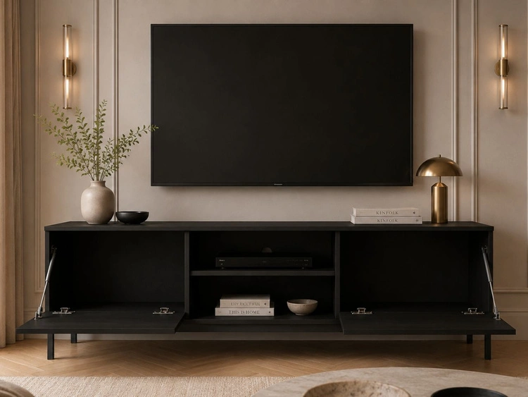 TV-Lowboard mit Türen 150 cm Soroko Schwarz
