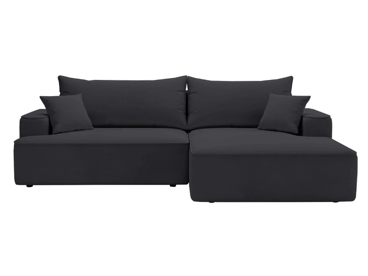 Ecksofa L-Form Rechts mit Schlaffunktion und Bettkasten California Schwarz