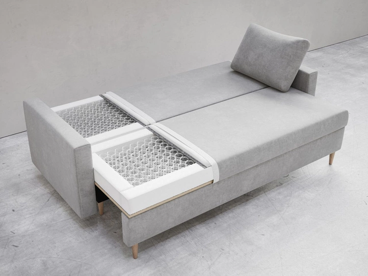 Schlafsofa mit Bettfunktion und Bettkasten Pori Creme