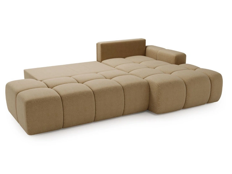 Ecksofa L-Form Rechts mit Schlaffunktion und Bettkasten Montero Hellbraun