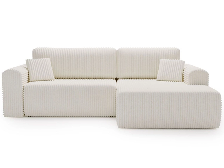 Ecksofa mit Schlaffunktion und Bettkasten Belvio rechts Creme