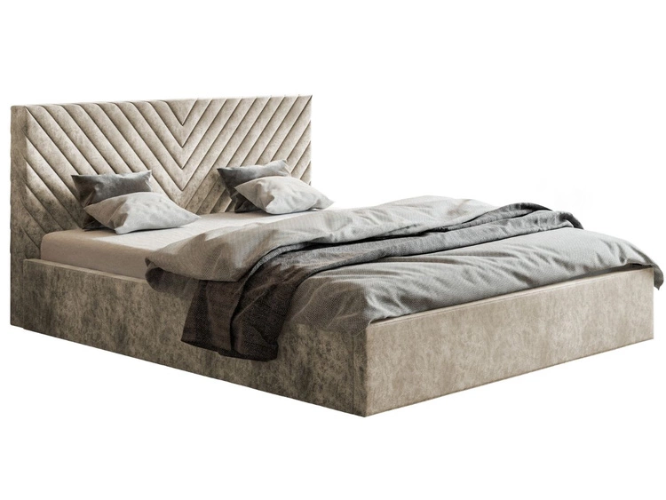 Polsterbett mit Bettkasten und Lattenrost 160x200 Esma Beige