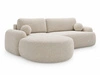 Ecksofa L-Form Links mit Schlaffunktion und Bettkasten Aurio Creme