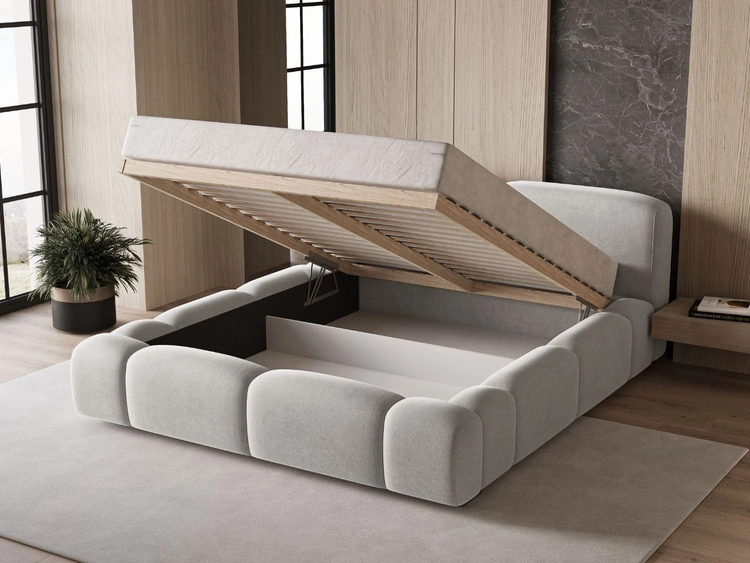 Polsterbett mit Bettkasten und Lattenrost 120x200 Aubi Grau