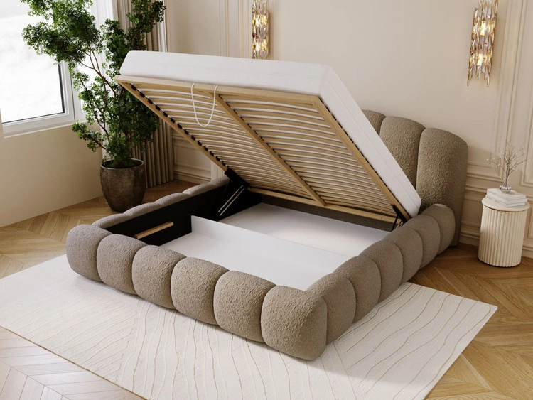 Polsterbett mit Stauraum und Lattenrost 120x200 Cloud Soft Braun