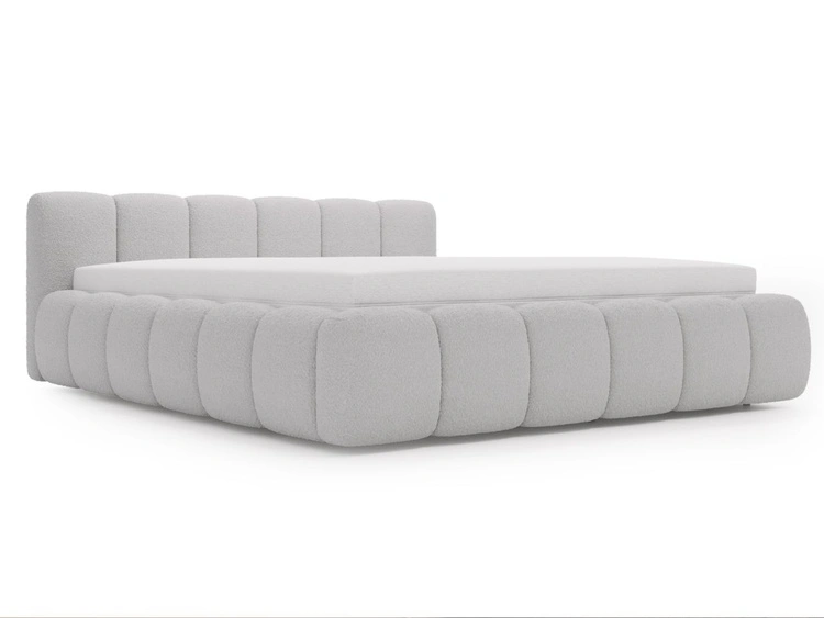 Polsterbett mit Bettkasten und Lattenrost 180x200 Cloud Low Bouclé-Stoff Grau