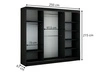 Schiebetürenschrank mit Sprossen 250 cm mit LED-Beleuchtung Ponti Schwarz, Weiß