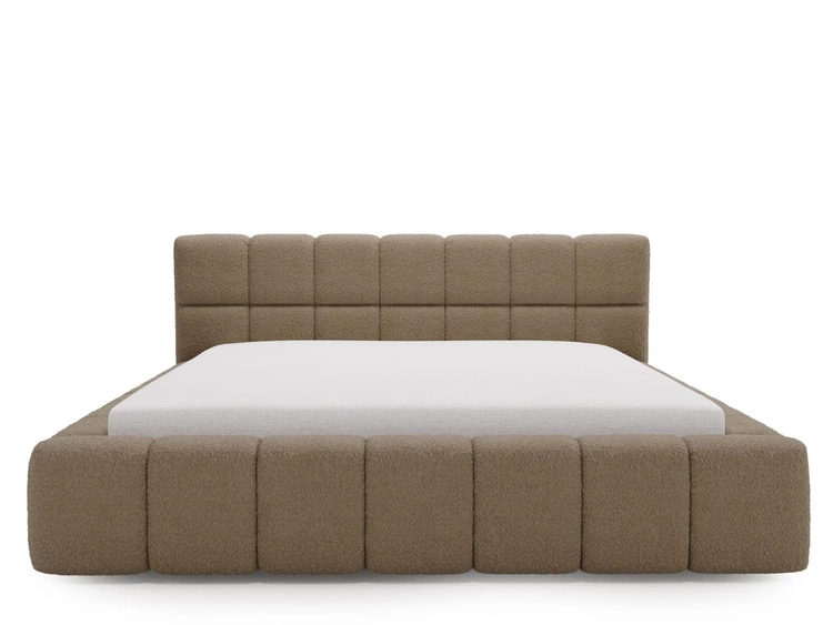 Polsterbett mit Bettkasten und Lattenrost 140x200 Alicante Boucle Braun