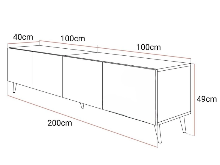 TV-Lowboard mit Türen auf Silbernen Metallbeinen 200 cm Nodoo Kaschmir