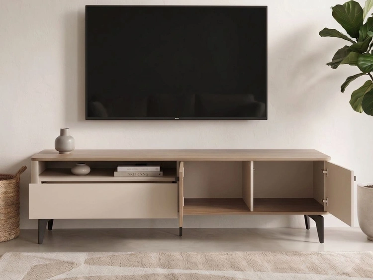 TV-Schrank mit Seitenschränken, 180 cm, Arelis Kaschmir, Royal Nussbaum