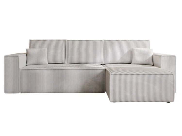 Ecksofa L-Form mit Schlaffunktion und Bettkasten Prato XL Hellgrau