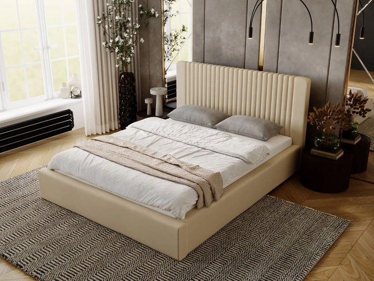 Polsterbett mit Bettkasten und Lattenrost 160x200 Malmo Beige
