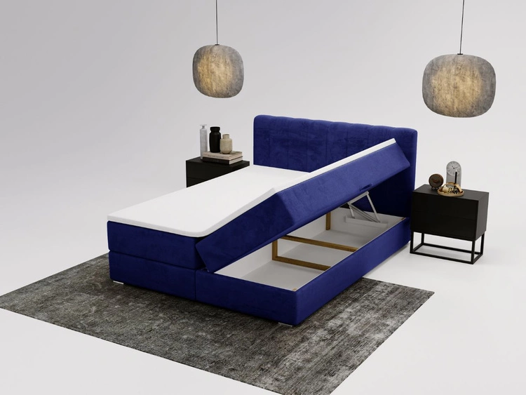 Boxspringbett mit Bettkasten 160x200 Forte Dunkelblau