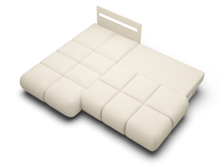 Ecksofa mit Schlaffunktion und Bettkasten Links Milet Creme