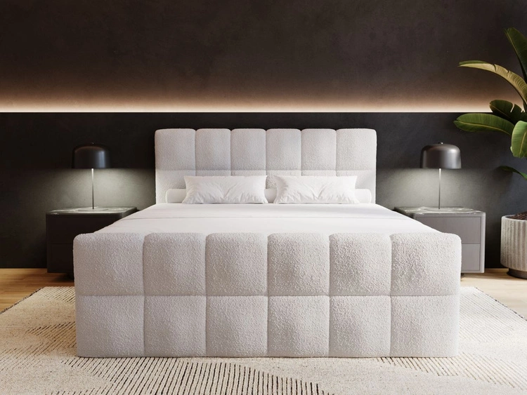 Boxspringbett mit Bettkasten 200x200 Bouclé-Stoff Alicante Grau