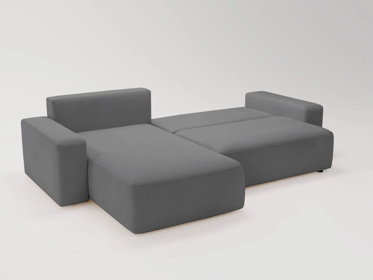 Ecksofa L-Form Links mit Schlaffunktion und Bettkasten Tazones Dunkelgrau