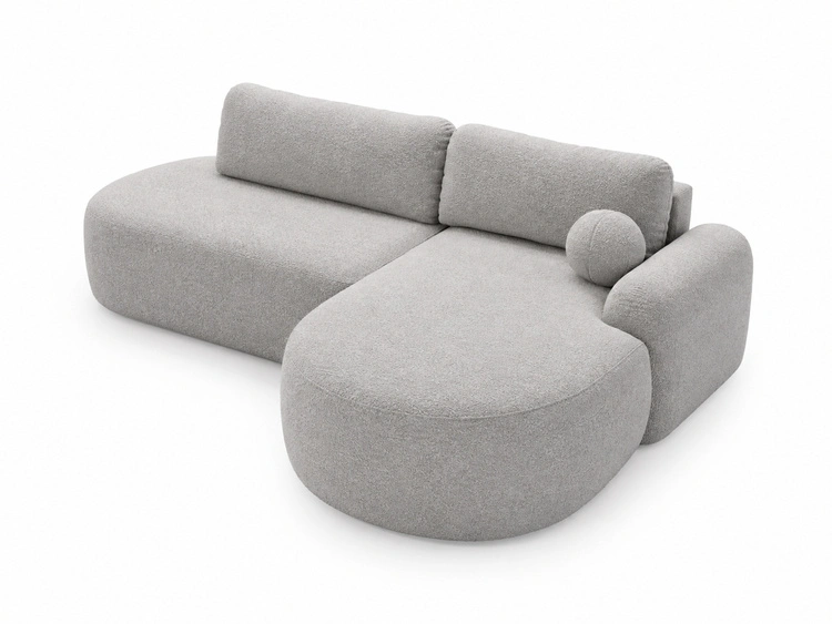 Ecksofa L-Form Rechts mit Schlaffunktion und Bettkasten Aurio O Grau