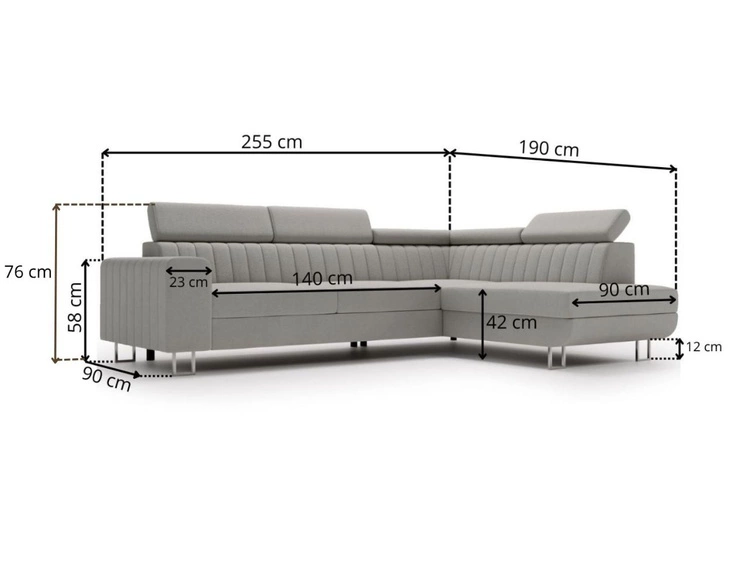 Ecksofa mit Schlaffunktion und Bettkasten Berona rechts Schwarz