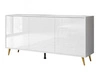 Dreitürige Kommode 154 cm Glamour-Stil auf goldfarbenen Metallbeinen Vivance Weißglanz