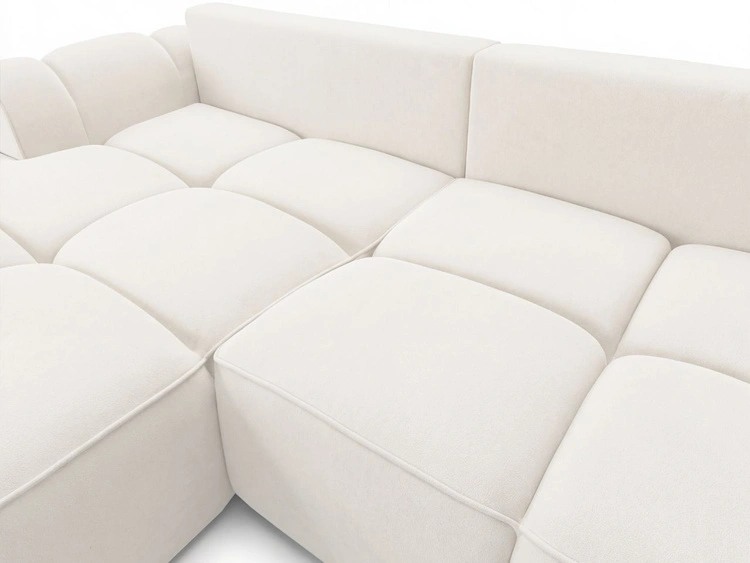 Ecksofa L-Form Links mit Schlaffunktion und Bettkasten Bonno Creme