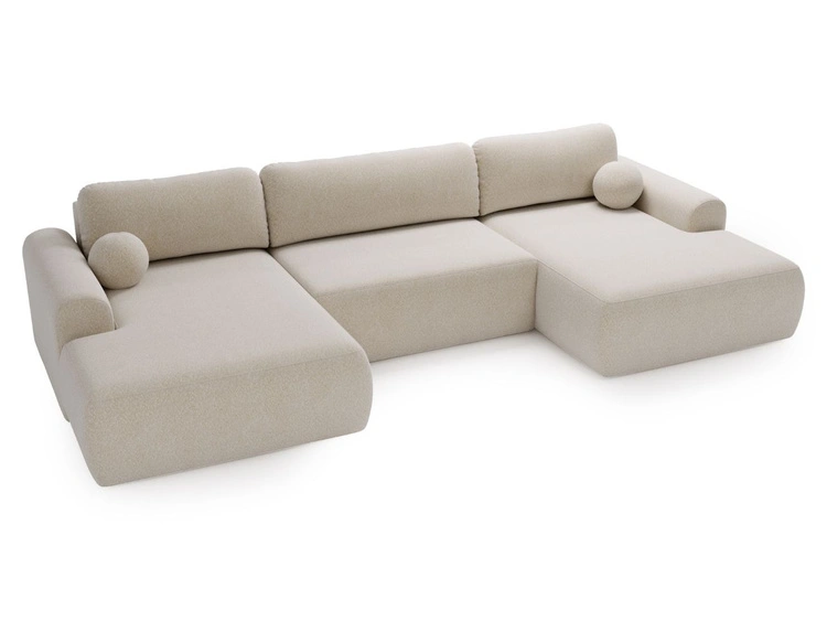 Wohnlandschaft mit Schlaffunktion und Bettkasten Savana Creme