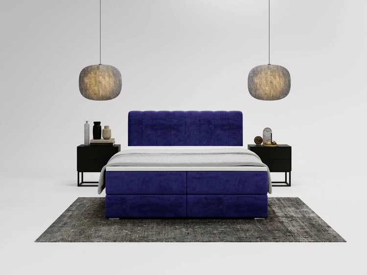 Boxspringbett mit Bettkasten 180x200 Forte Dunkelblau