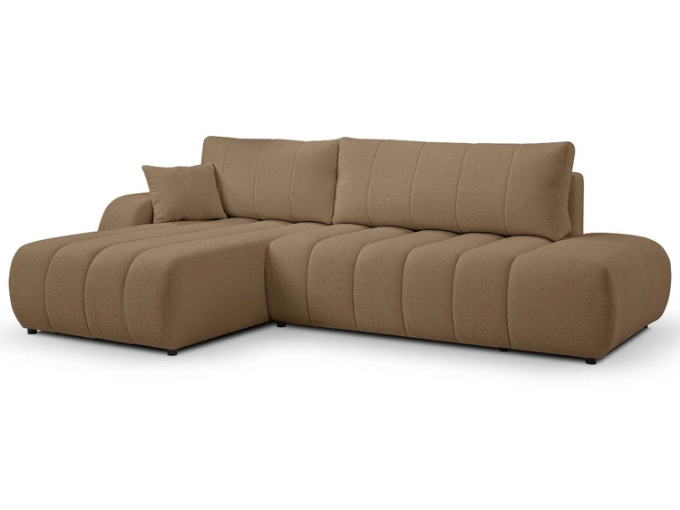 Ecksofa mit Schlaffunktion und Bettkasten Links Adoro Braun