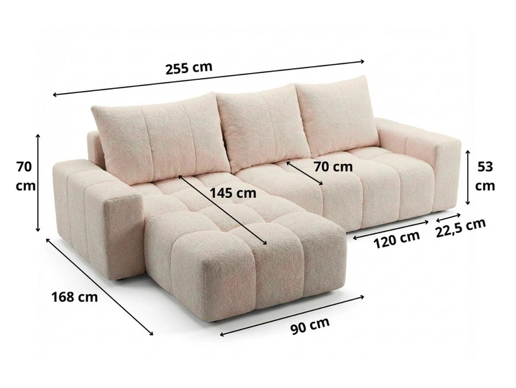 Ecksofa L-Form mit Schlaffunktion und Bettkasten Bresso Schwarz