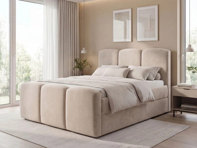 Boxspringbett mit Bettkasten 180x200 Campi Beige