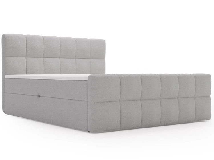 Boxspringbett mit Bettkasten 180x200 Bouclé-Stoff Alicante Grau