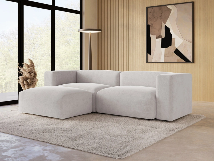 Ecksofa L-Form Links Moderne Cord Ecksofa Landi Grau