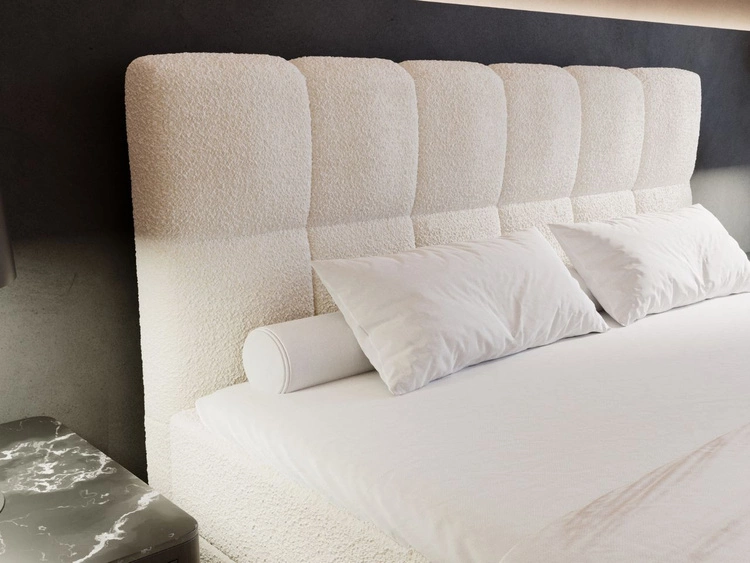 Boxspringbett mit Bettkasten 160x200 Bouclé-Stoff Alicante Beige
