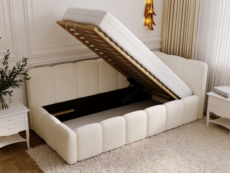 Jugendbett Einzelbett mit Bettkasten und Lattenrost 90x200 Cloud One Beige